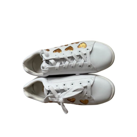 ASH Sequin Heart Print White Leather Sneakers Size 37 / US 6.5 -7 - Picture 10 of 10